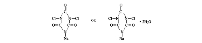 二氯异氰尿酸钠（Cas No.：2893-78-9）结构式
